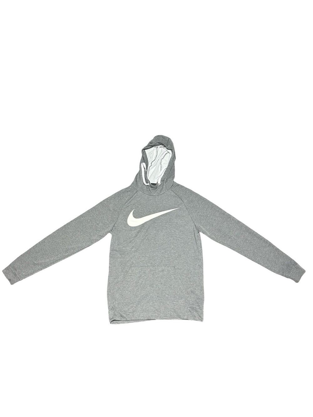 Nike Hoodie Men’s Small Gray Pullover Swoosh Athletic Sweatshirt Logo
